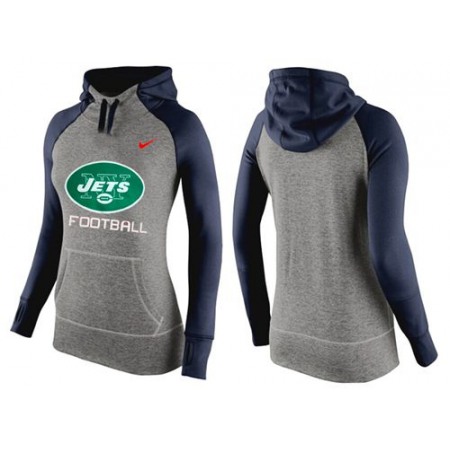 Women's New York Jets Performance Hoodie Grey & Dark Blue