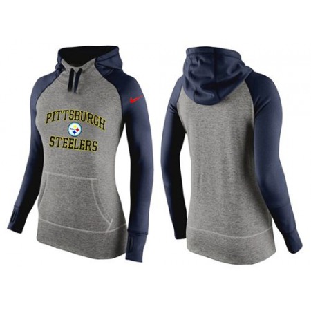 Women's Pittsburgh Steelers Performance Hoodie Grey & Dark Blue_3